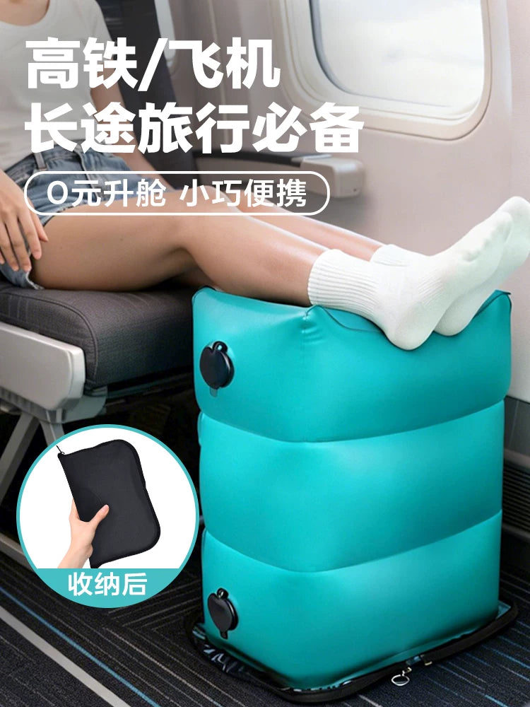 Inflatable Footrest Leg Pillow for Travel, Office, Car, and Airplane