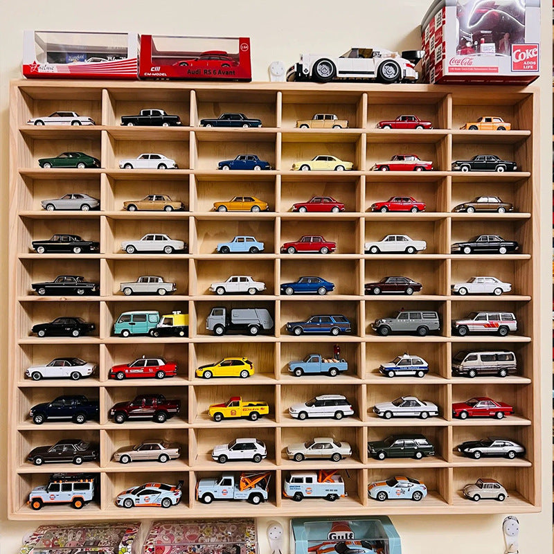 1:64 Scale Diecast Car Display Case Wooden Storage Cabinet for Collectibles and Toy Cars