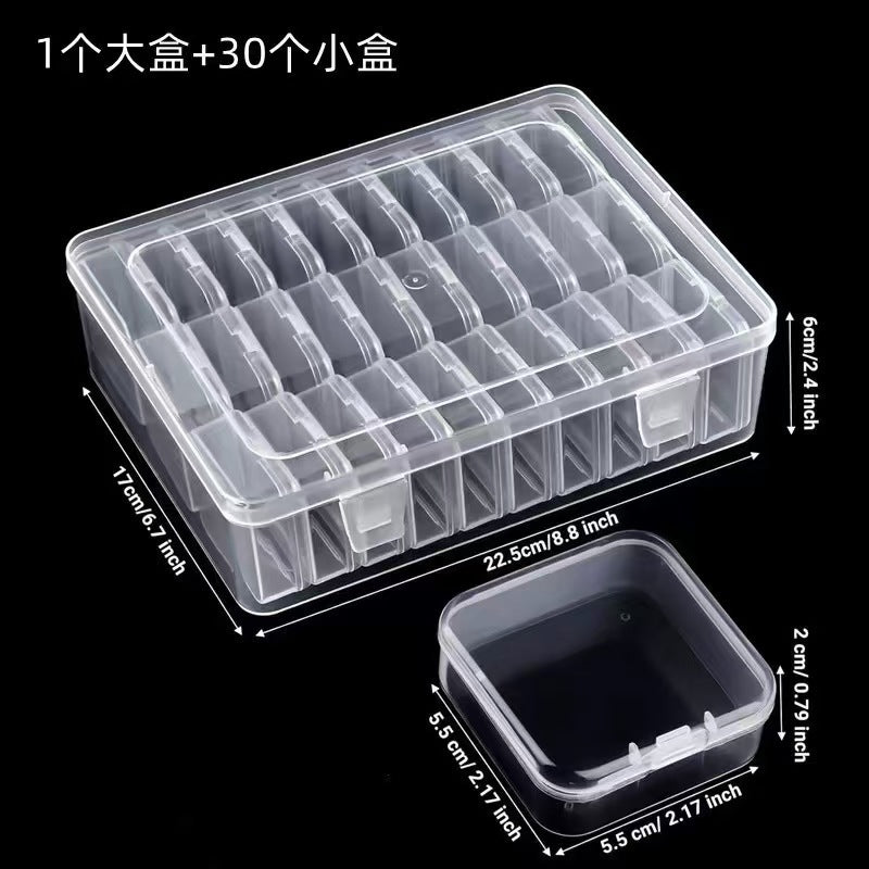 30-Grid Clear Storage Box with Lid for Perler Beads, Rubber Bands, and Jewelry