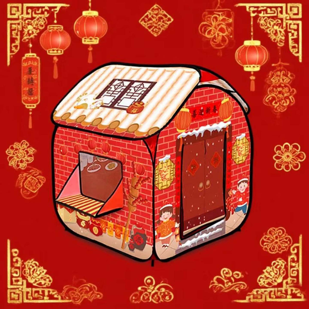 Kids Play Tent Indoor Outdoor Playhouse for Boys Girls Foldable Camping Tent with Mat or Cart