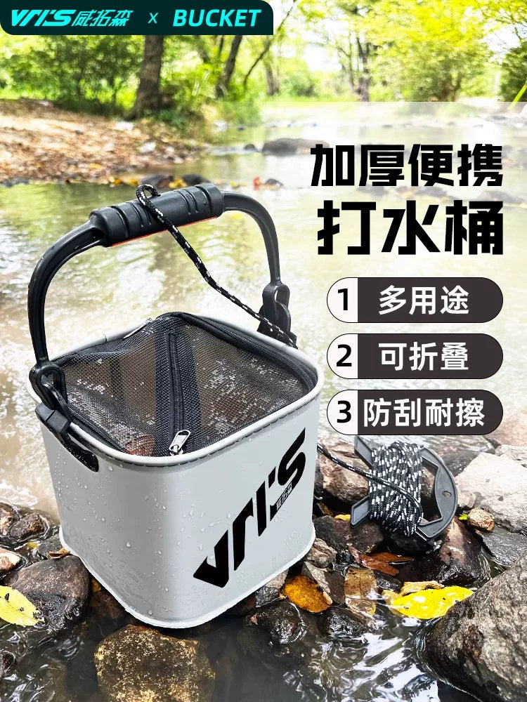 Weituosen Foldable Fishing Bucket Lure Wild Fishing Live Fish Container Portable Water Bucket Handheld Equipment