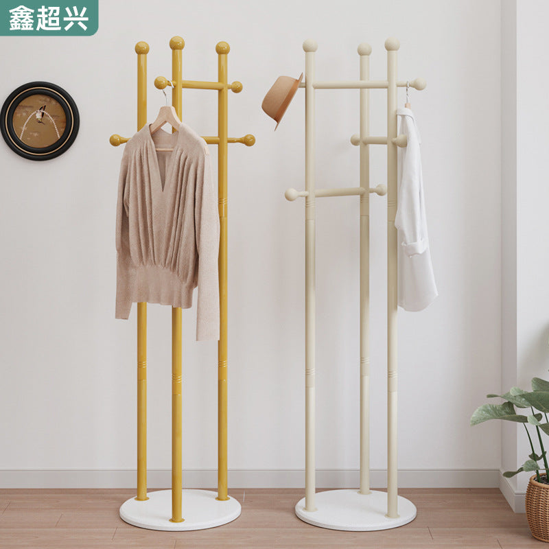 Modern Minimalist Metal Garment Rack with Hooks for Bedroom and Entryway, Freestanding Clothes and Bag Organizer