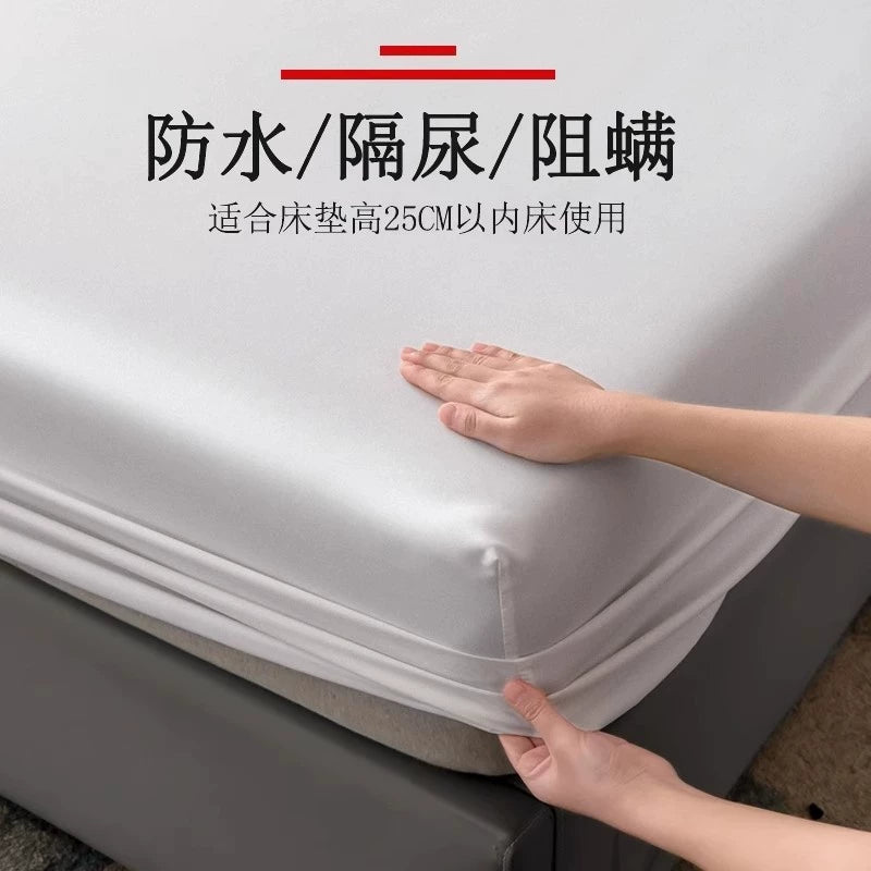 Waterproof Mattress Protector with Pillowcases, Dustproof and Breathable Fitted Sheet Style