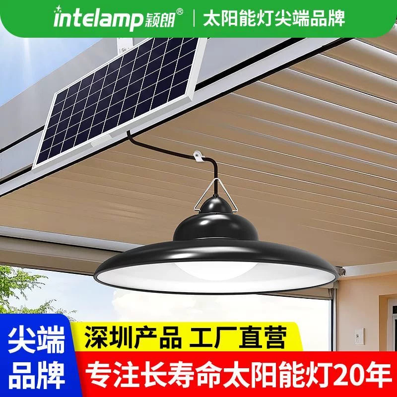 Solar Powered Outdoor Pendant Light with Remote Control, Waterproof LED Garden Yard Hanging Lamp, Ultra-Bright with 3-Color & Dimming