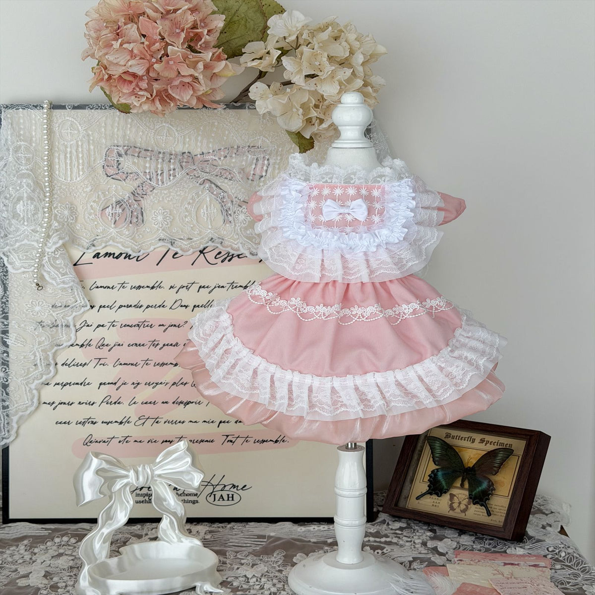 Handmade Pink Gradient Princess Dress for Small Dogs and Cats