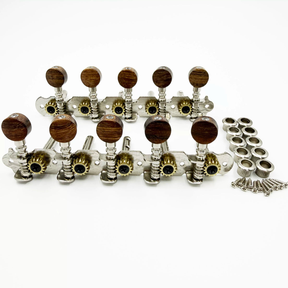 Acacia Wood 5-String 10-Hole Guitar Tuning Pegs with Round Head Handles, 23/25mm String Spacing