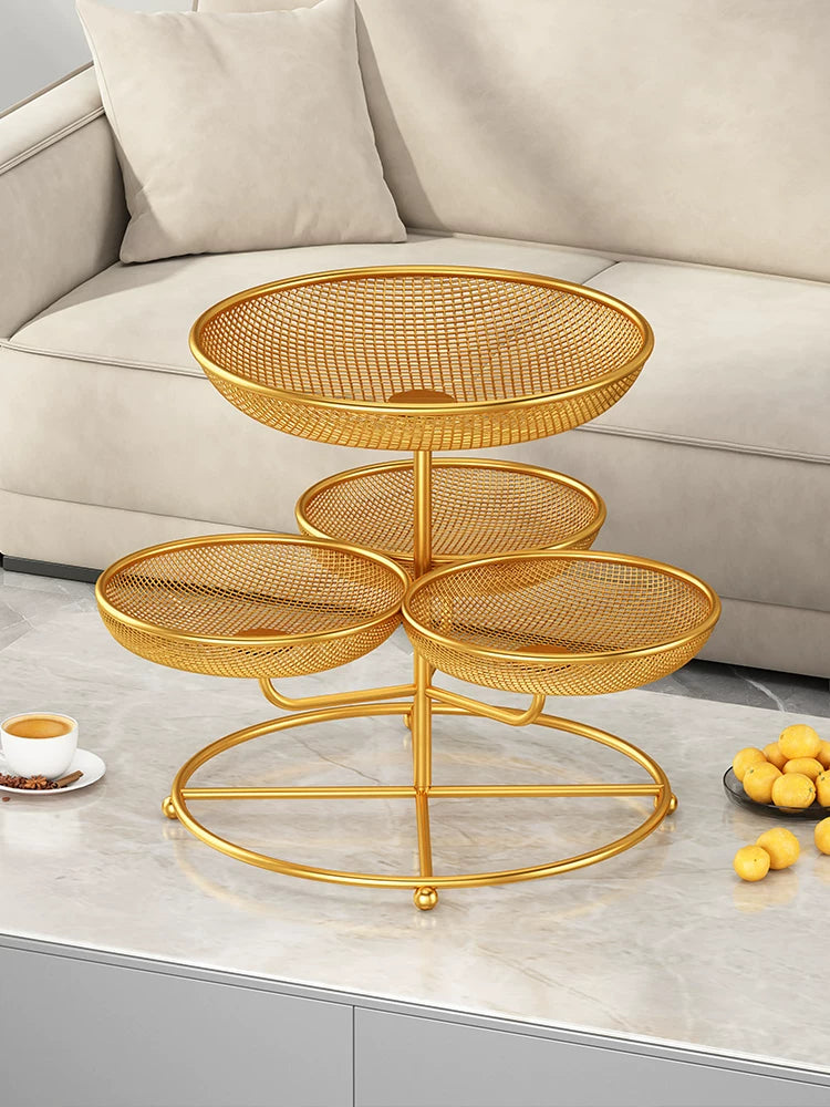 Rotating Multi-Layer Fruit Plate for Living Room Coffee Table, High-End Snack Candy Basket