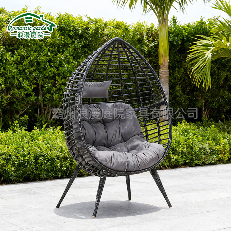 Outdoor Waterproof Rattan Wicker Hanging Egg Chair with Stand