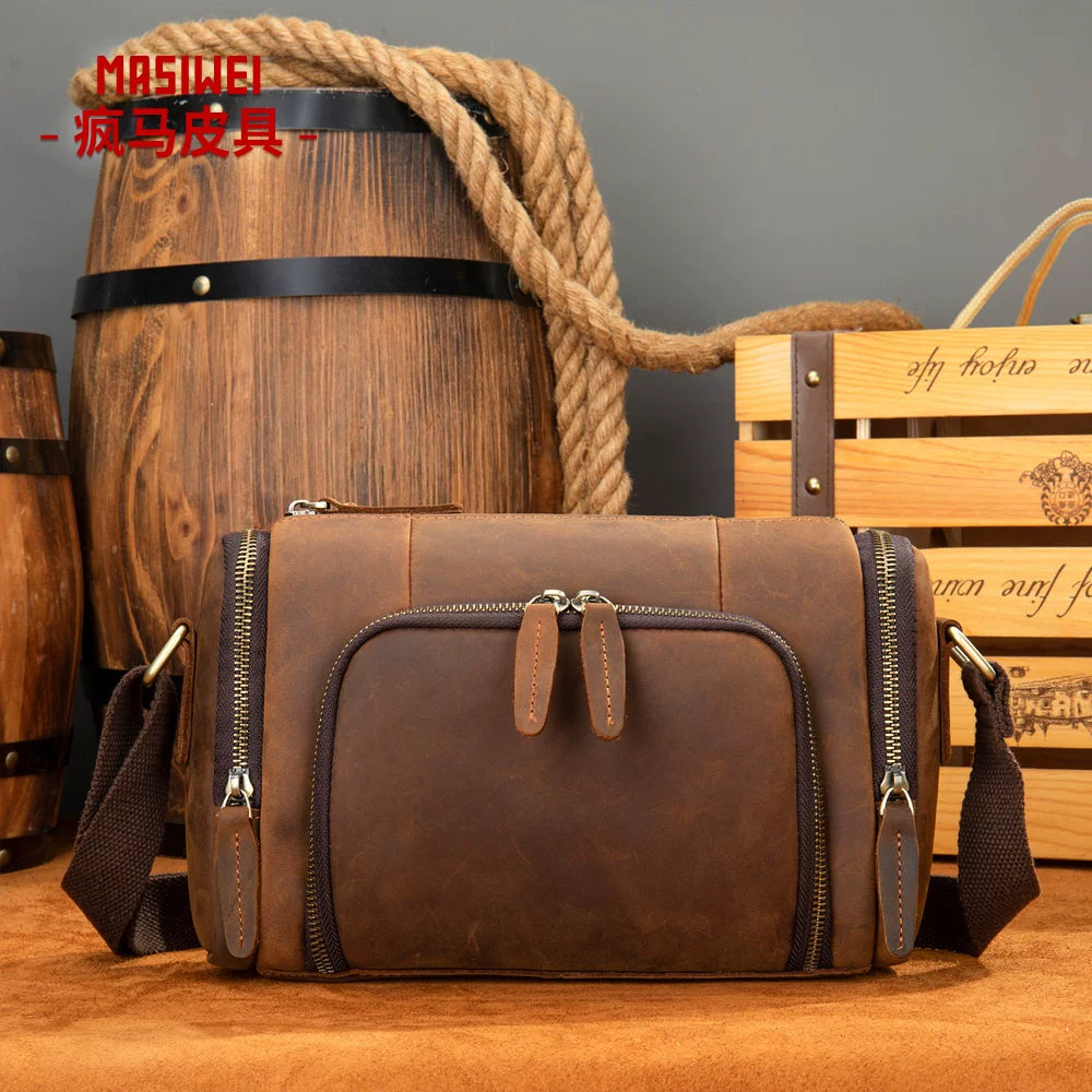 Men's Genuine Leather Crossbody Bag Large Capacity Shoulder Bag