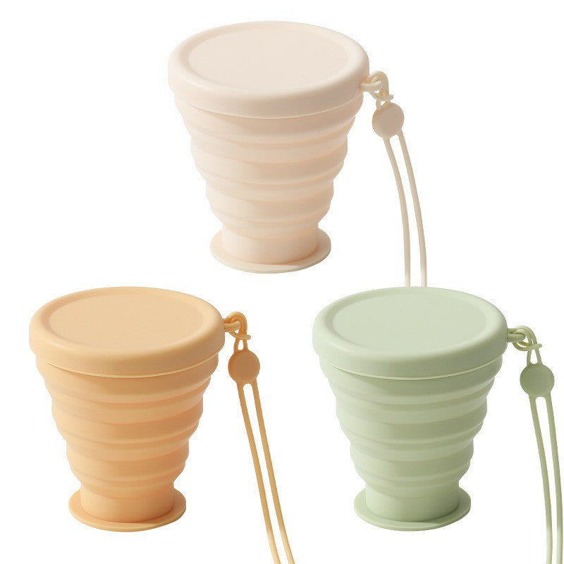 Mini Collapsible Silicone Travel Cup with Lanyard, Portable and Reusable