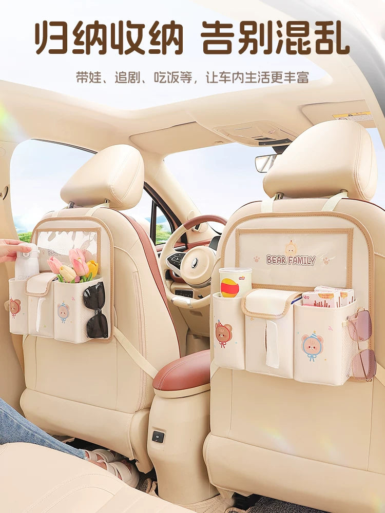 Car Backseat Organizer with Tissue Box and Trash Can, Multi-functional Storage Bag for Vehicles