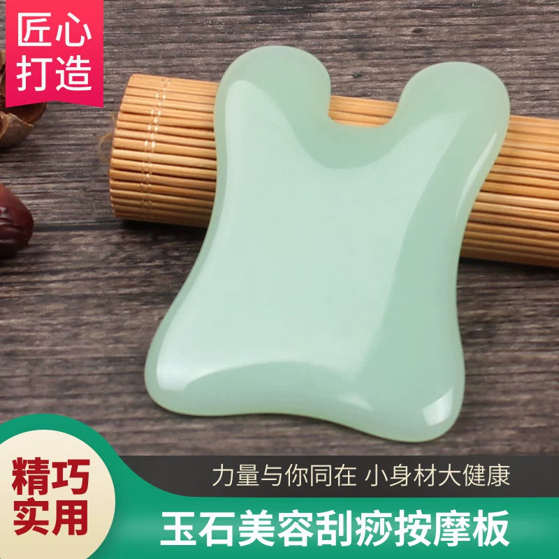 Jade Gua Sha Board for Face, Eye, Neck, and Body Massage - Thickened Concave Design