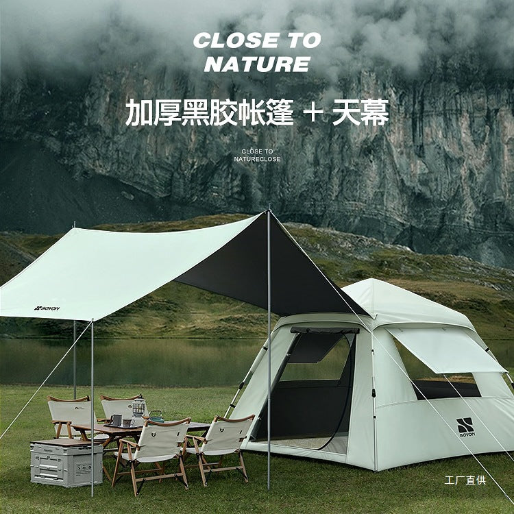 Portable Pop-Up Camping Tent with Rainproof Tarp, Thickened Outdoor Shelter for Overnight Trips
