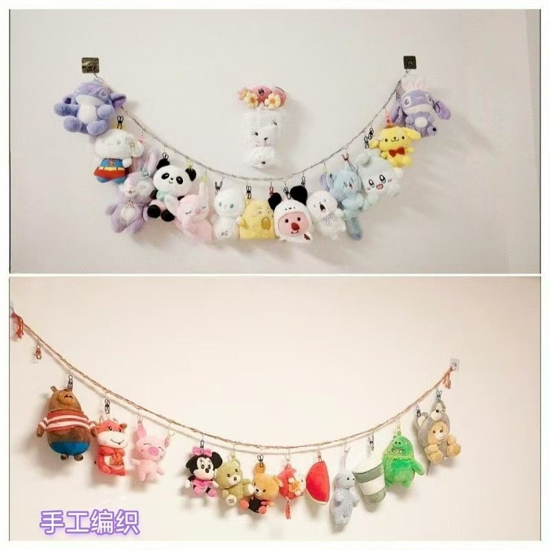 Hand-Woven Macrame Toy Hammock Wall Decor for Stuffed Animals and Photos