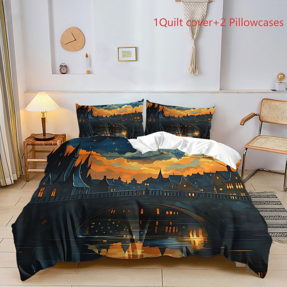 Custom Digital Print Duvet Cover Set, 3-Piece, Reactive Dyeing, Odorless Bedding