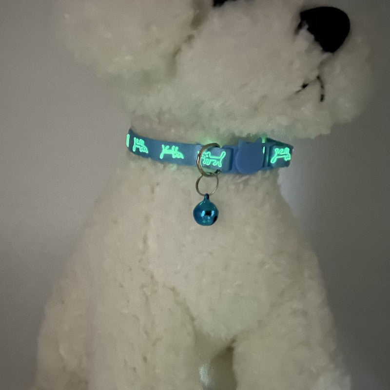 Glow-in-the-Dark Pet Collar with Bell & Safety Buckle for Cats & Small Dogs, Anti-Choke Design