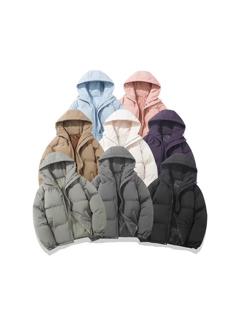 Men's Winter Hooded Puffer Jacket Loose Fit Cotton Padded Coat
