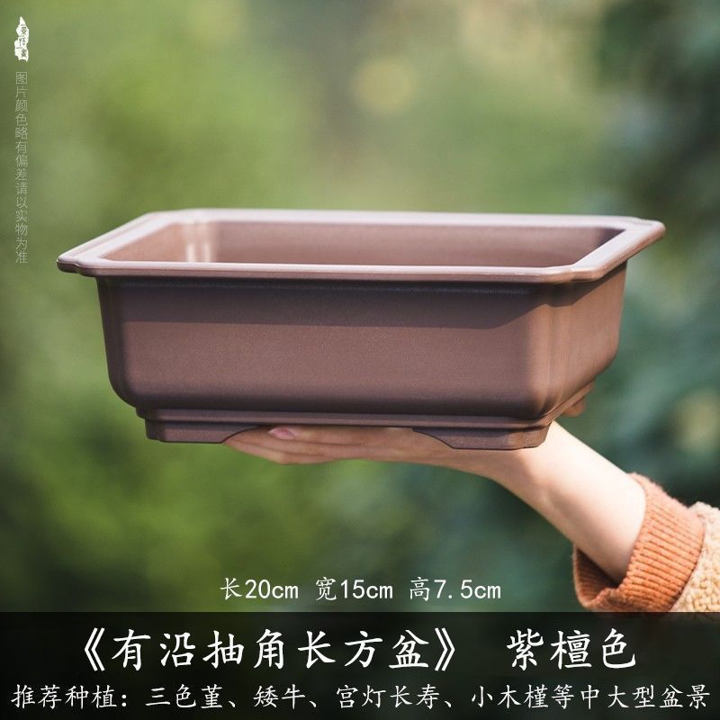 Rectangular Resin Planter for Succulents, Green Plants, Bonsai - Breathable Imitation Zisha