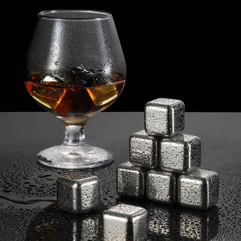 304 Stainless Steel Reusable Ice Cubes with Storage Box and Tongs for Whiskey and Drinks