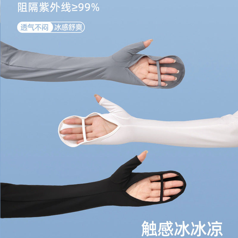 Unisex Cooling Sun Protection Arm Sleeves with Finger Holes for Summer Outdoor Activities