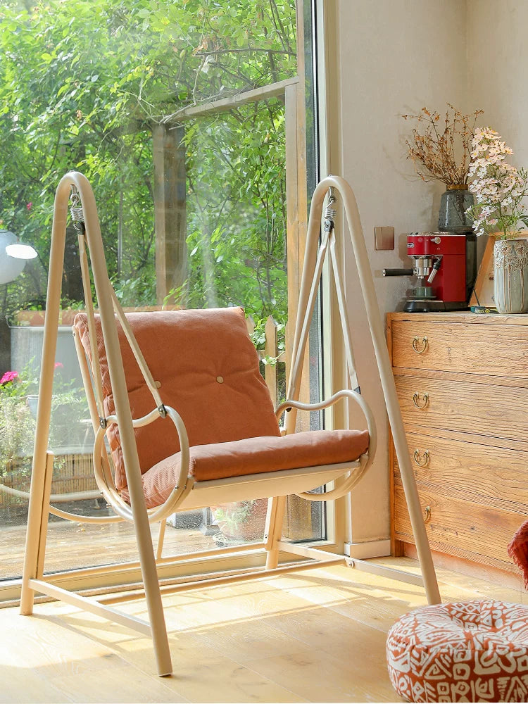 Mei Qi Rattan Woven Swing Chair with Cushion for Indoor Outdoor Patio Garden Balcony