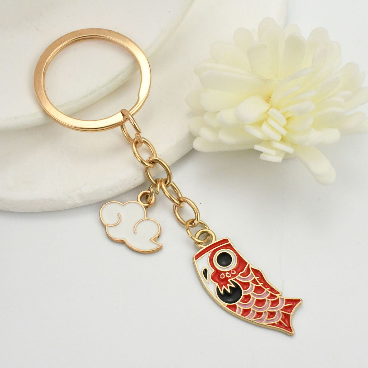 Japanese Style DIY Koi Fish Cloud Enamel Alloy Charms for Jewelry Making and Bag Decoration