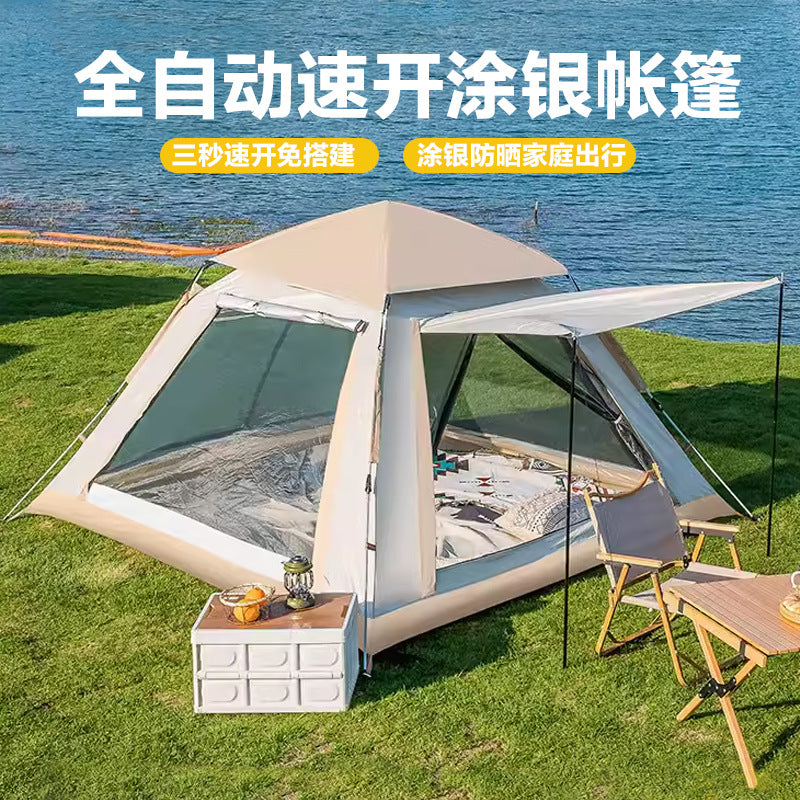 Automatic Pop-Up Camping Tent for 3-4 People, UV Protection, Waterproof, Portable