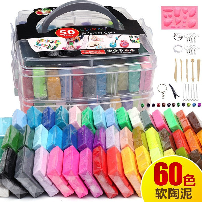 Polymer Clay Kit with Tools and Storage Box, Oven Bake Modeling Clay for Kids and Adults