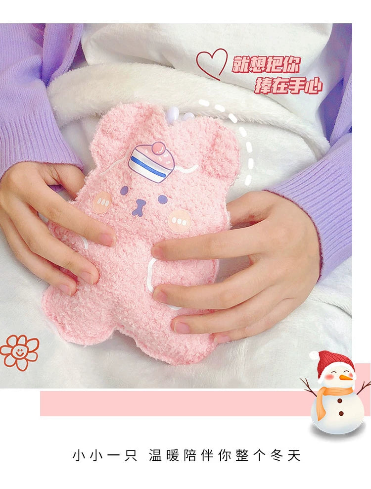 Plush Hot Water Bottle for Students, Mini Cartoon Portable Hand Warmer