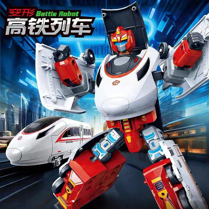 Kids Transforming High-Speed Train Robot Toy Action Figure
