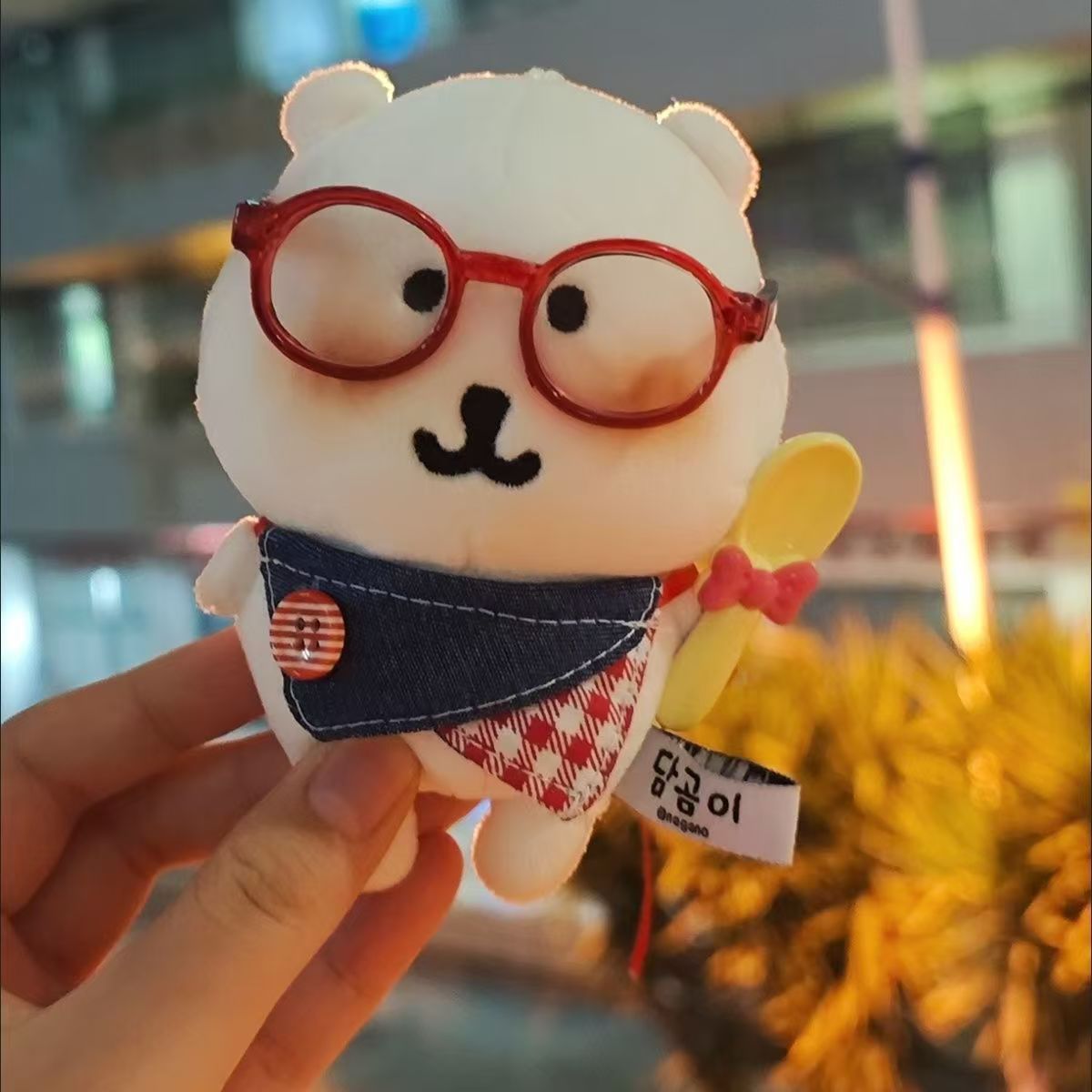 Plaid Denim Bib Overalls for 10cm Doll Clothes with Glasses