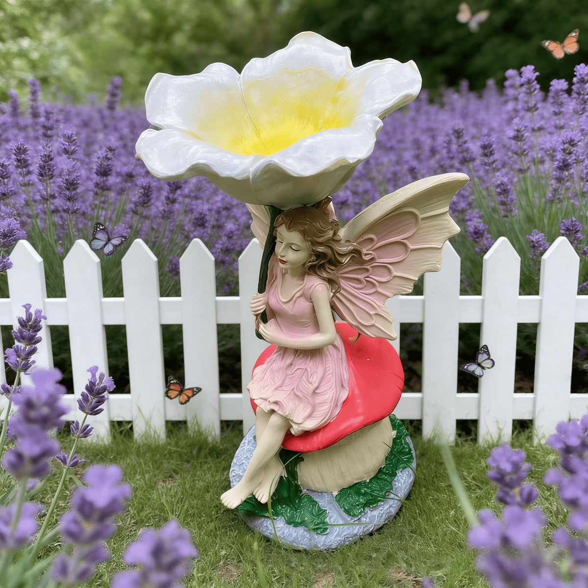 Fairy Garden Bird Feeder Ornament Outdoor Resin Craft