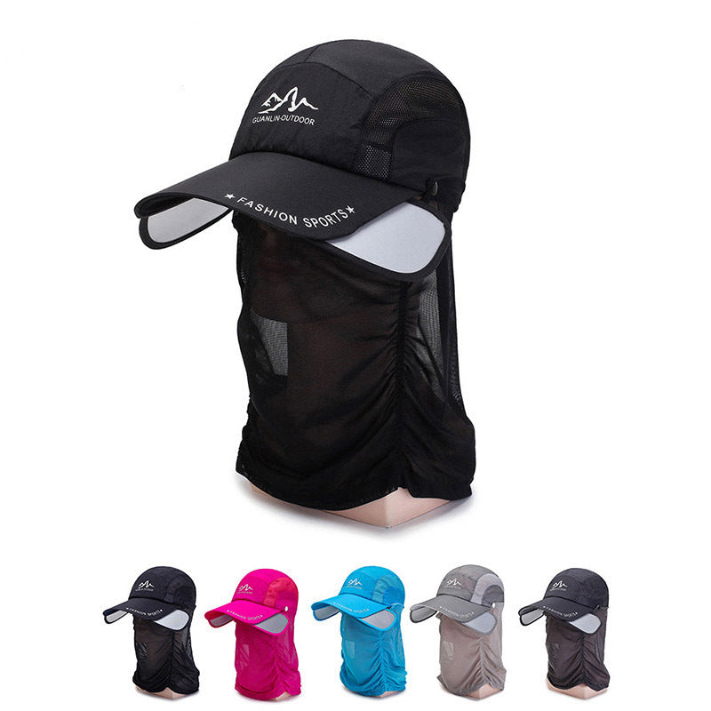 Unisex Detachable Neck Flap Sun Protection Baseball Cap with Retractable Brim