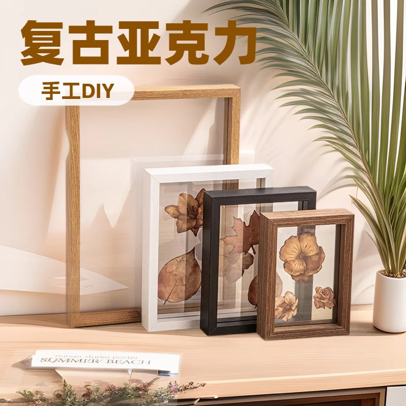 Transparent Wooden Photo Frame with Double-Sided Acrylic for Plant and Animal Specimens