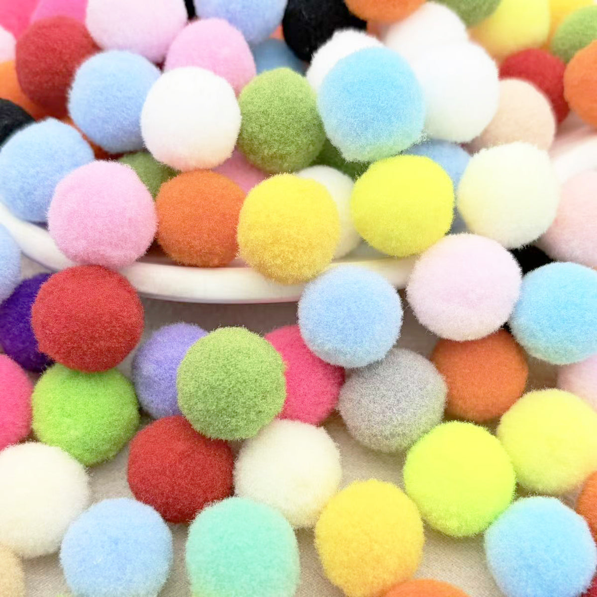 2cm High Elastic Pompoms for DIY Crafts and Apparel Decoration, Bulk Wholesale Available in 46 Colors