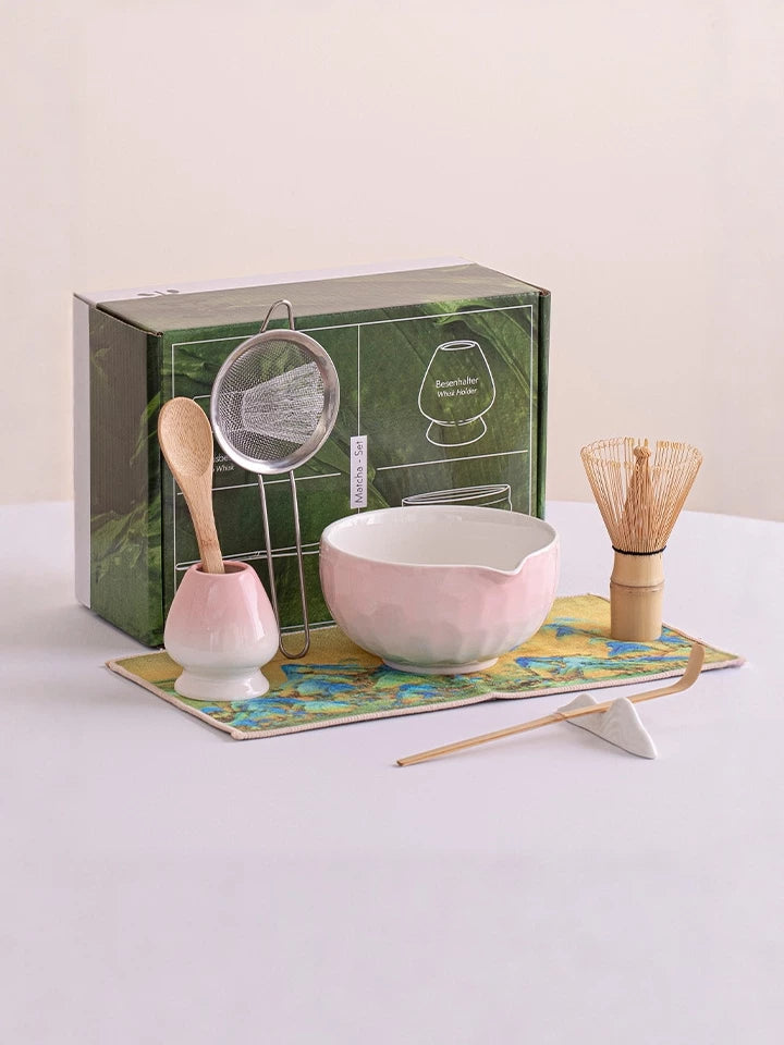 Japanese Ceramic Matcha Tea Ceremony Set with Bamboo Whisk and Bowl