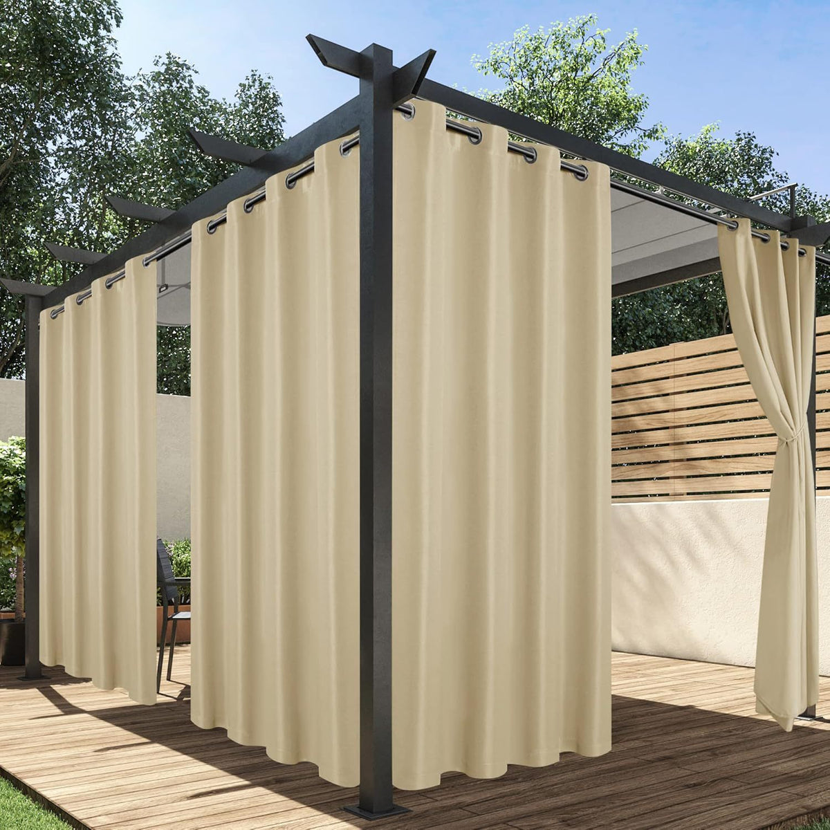 Outdoor Waterproof Oxford Cloth Curtain for Privacy, Light Filtering, Porch, Gazebo, Rain Protection