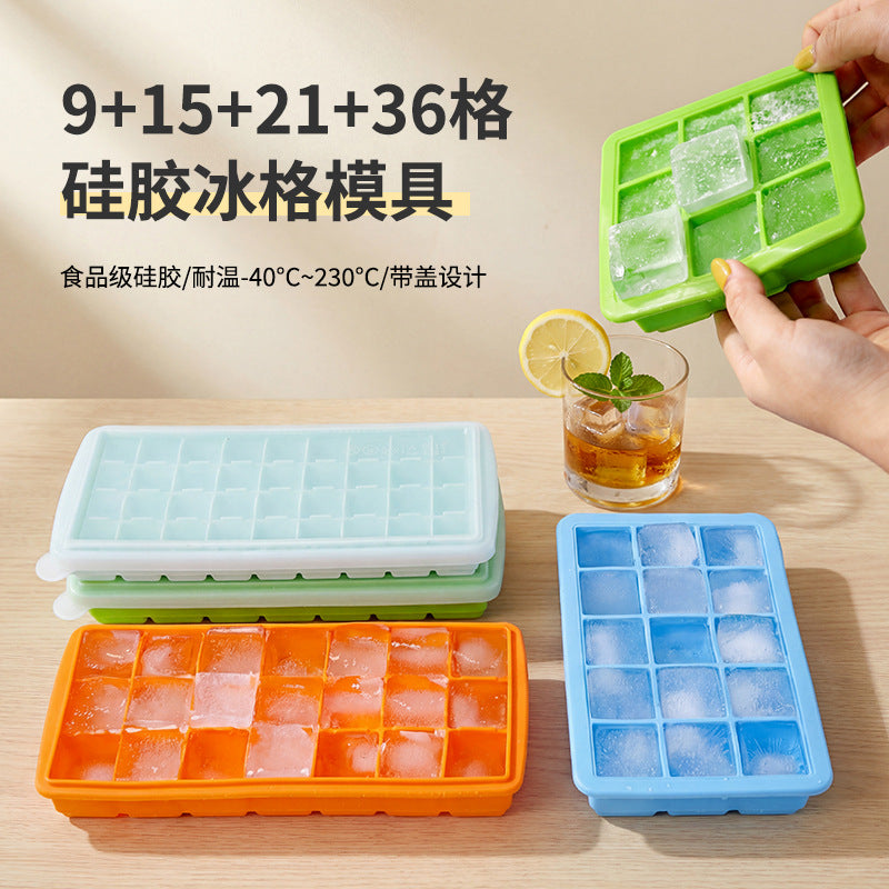 Silicone Ice Cube Tray with Lid for Whiskey and Cocktails, Reusable Ice Ball Maker Mold