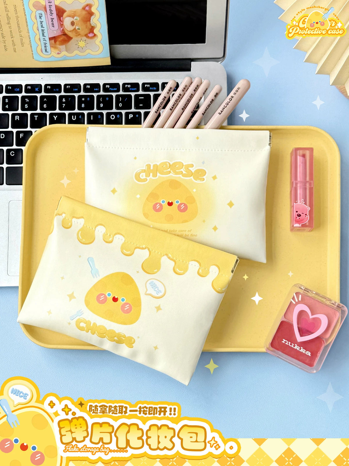 Self-Closing Spring Cable Organizer Pouch for USB Drives, Earbuds, Chargers, and Cosmetics