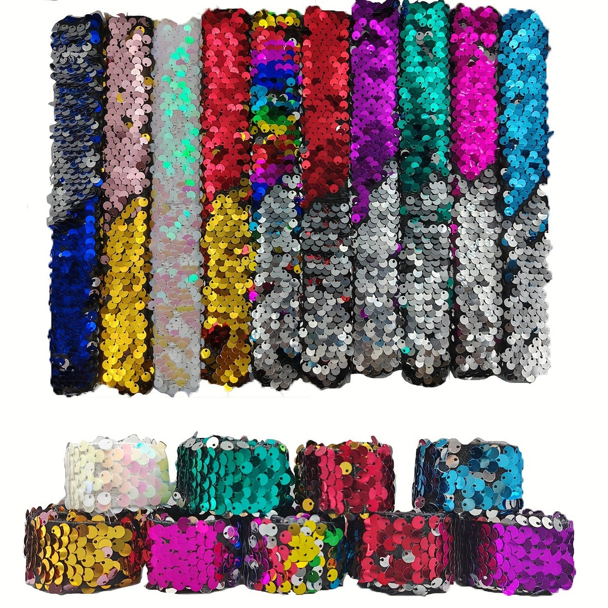 Reversible Sequin Mermaid Snap Bracelet for Kids, Party Favors & Gifts