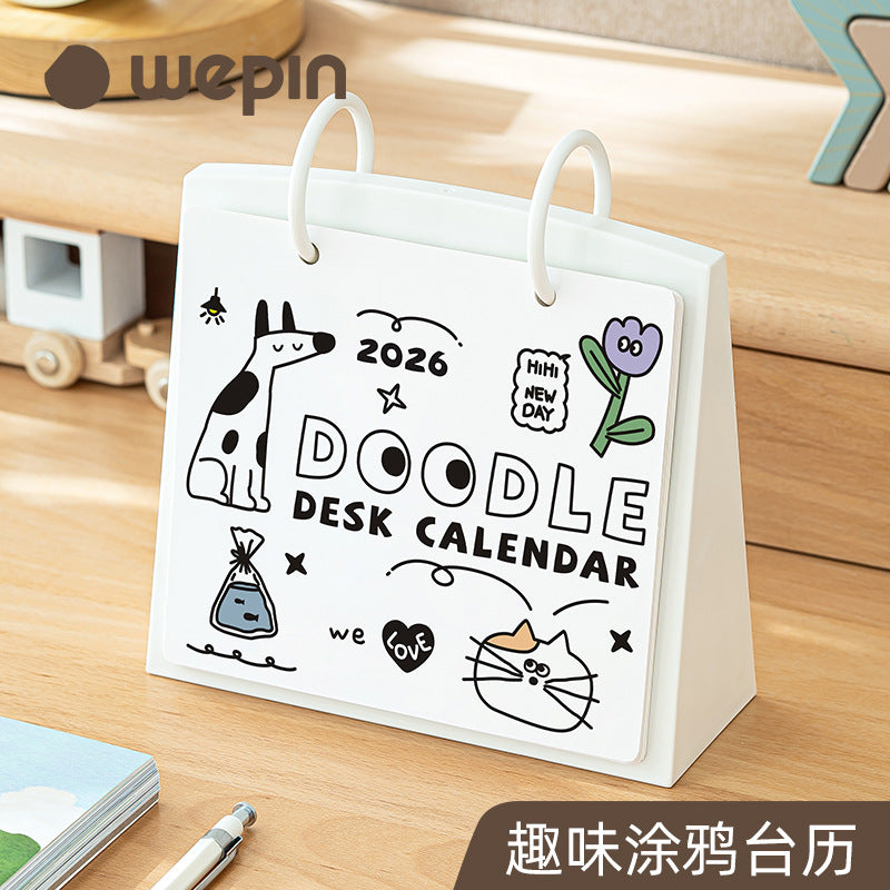 2027 Graffiti Creative Desk Calendar with Stand and Memo Pad for Students and Office