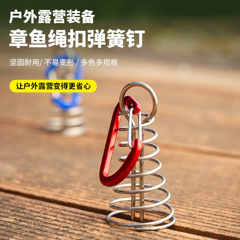 Outdoor Deck Tent Pegs with Spring Buckle for Camping Canopies and Wind Ropes