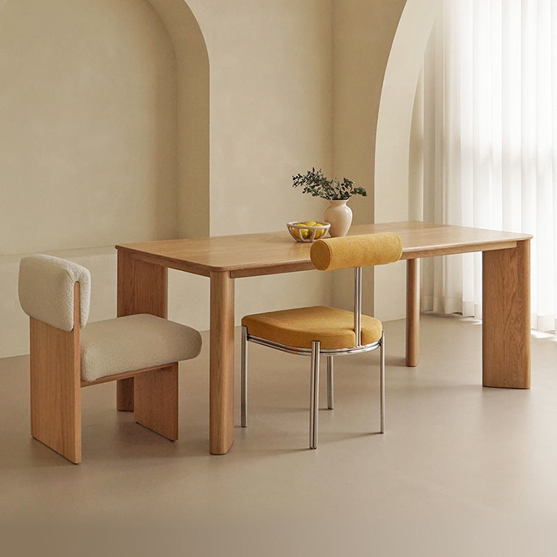 Japanese Style Solid Wood Dining Table Modern Minimalist Wooden Rectangular Slab Table for Home and Guesthouse Dining Set