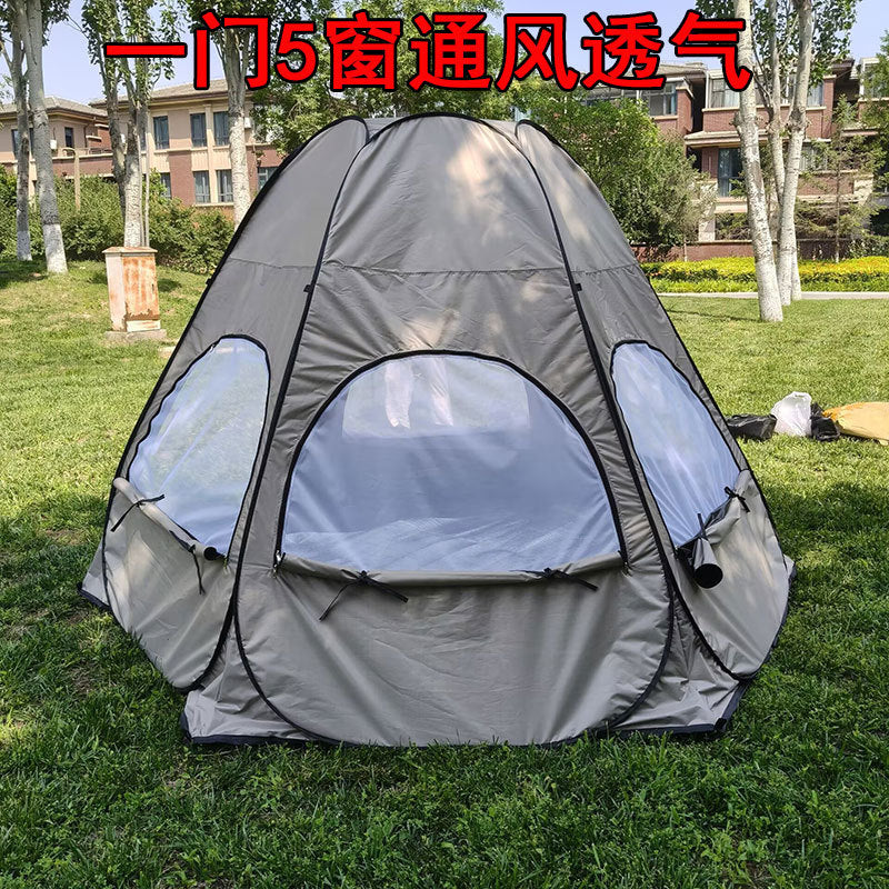 Hexagon Beach Tent, UV Sunshade, Bug Protection, Quick-Open Folding Camping Shelter for 4-6 People