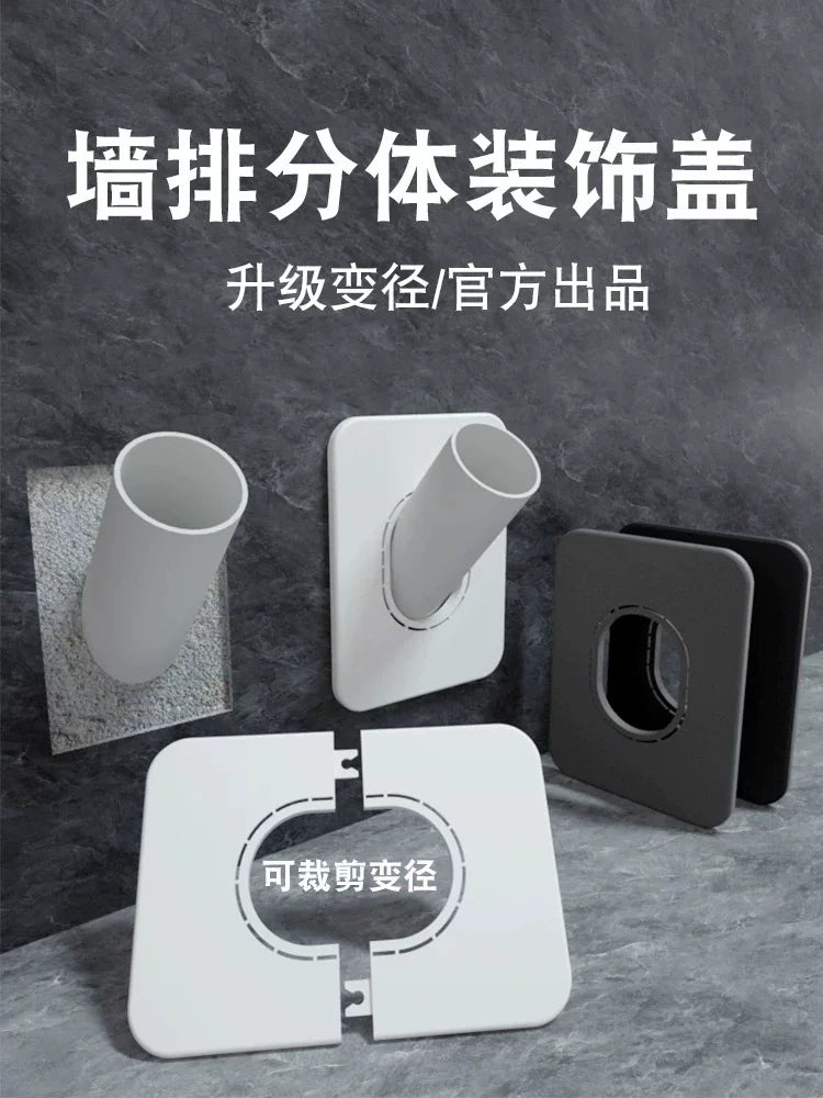 45° Angled Wall Drain Pipe Cover for 50-75mm Pipes - Decorative Flange for Wall-Mounted Plumbing