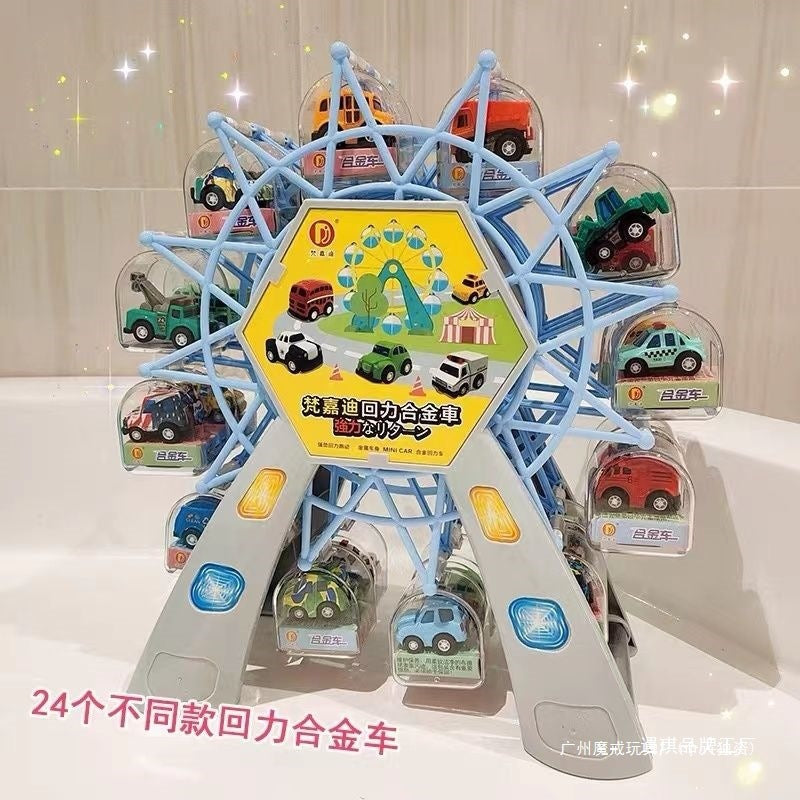 Ferris Wheel Mini Pull-Back Alloy Inertia Engineering Vehicle Model Set for Boys, Small Toy Gift