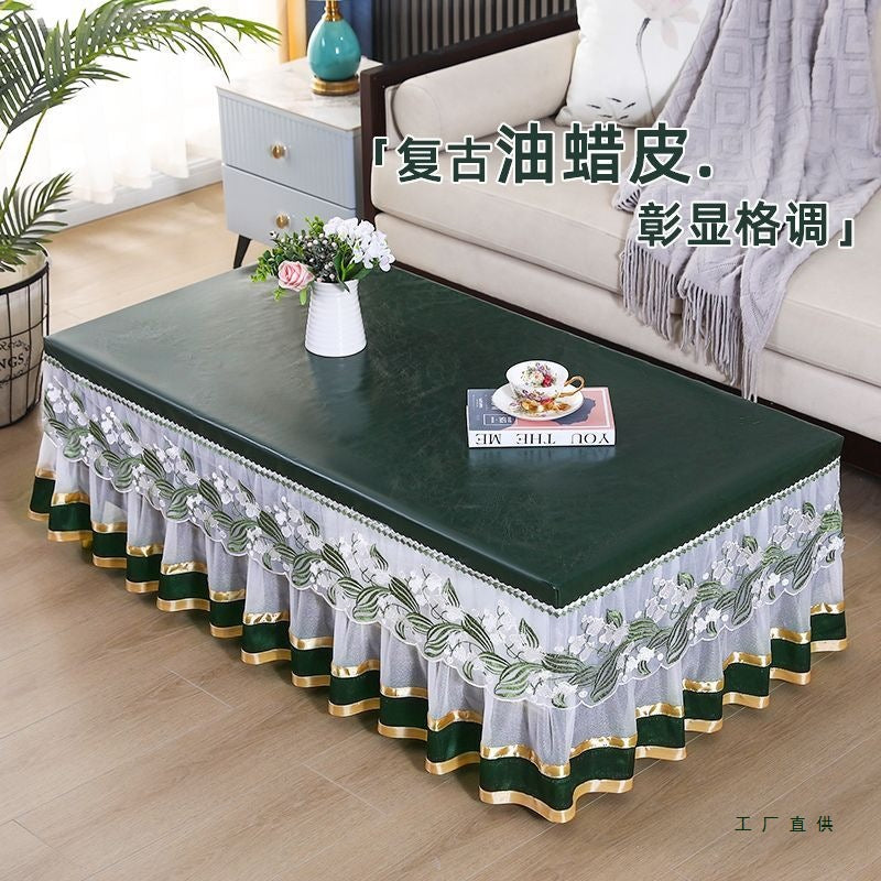 No-Wash Coffee Table Cover Living Room All-Inclusive Rectangular Dustproof Coffee Table Mat Waterproof Oil-Proof TV Cabinet Dining Tablecloth