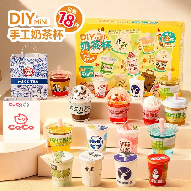 Kids' DIY Miniature Boba Tea & Dessert Making Kit for Pretend Play