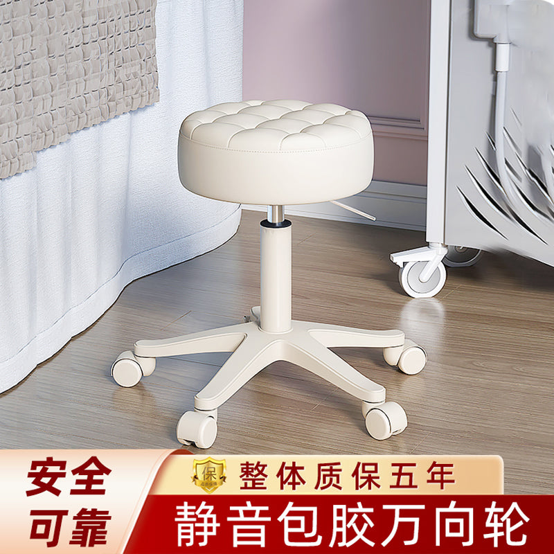 Adjustable Swivel Salon Stool with Silent Rubber Wheels for Hairdressers and Nail Technicians