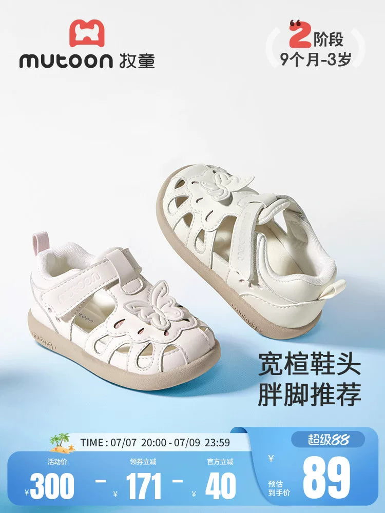 Toddler Girls' Butterfly Princess Sandals Soft Sole Breathable First Walking Shoes